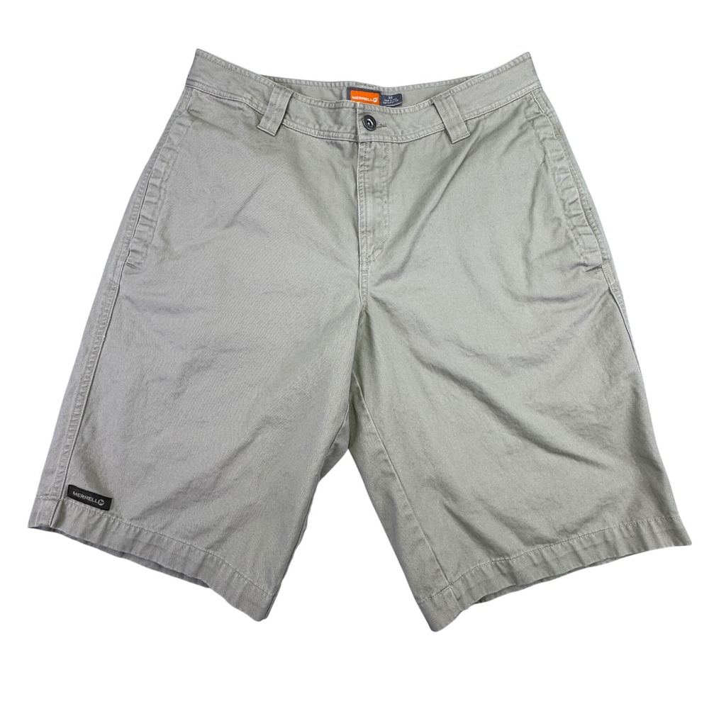 Merrell Men's Khaki Cotton Cargo Shorts Size 32 Outdoor Casual‎ Hiking Fishing